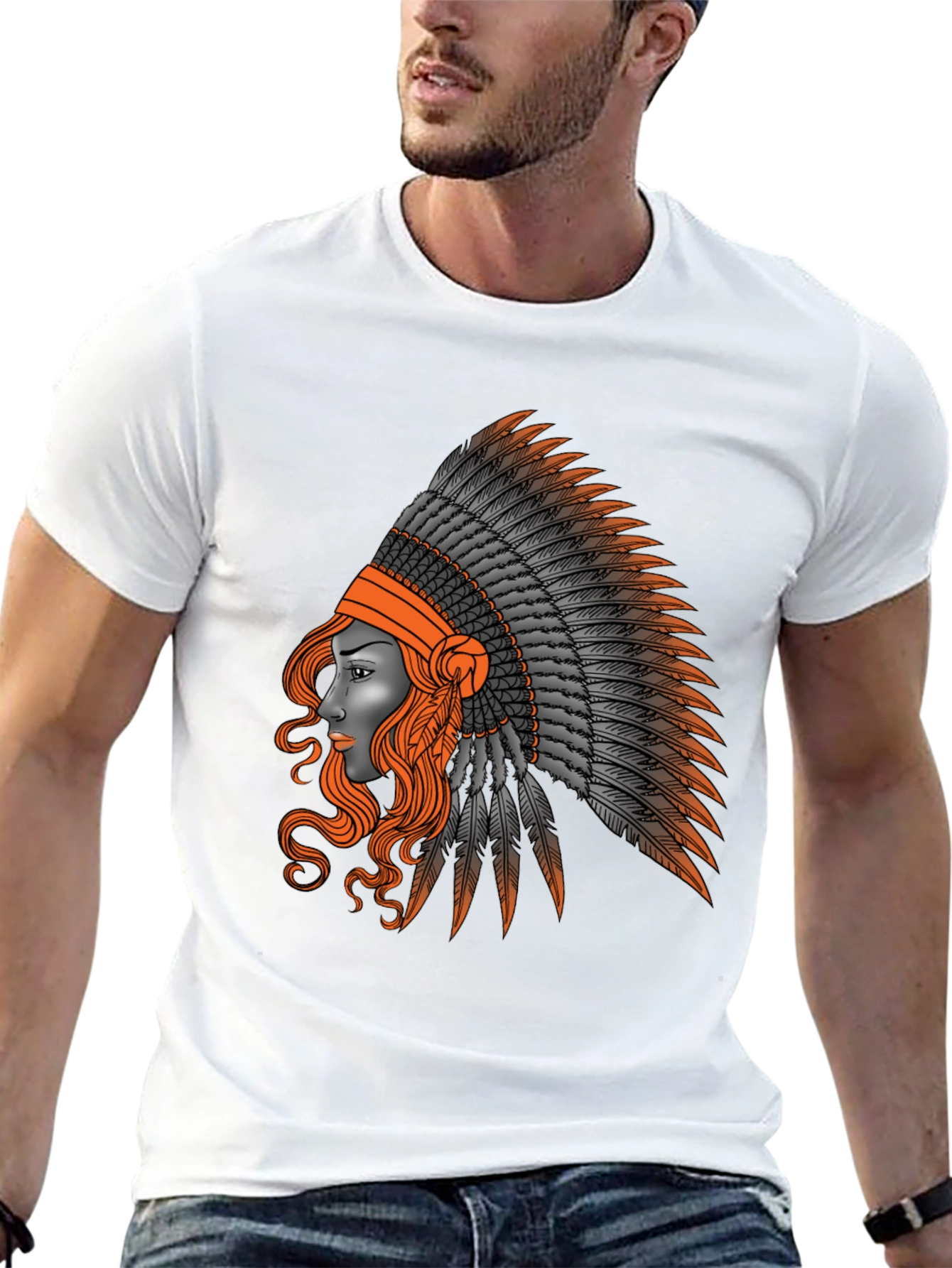 Native American Headdress Graphic T-Shirt