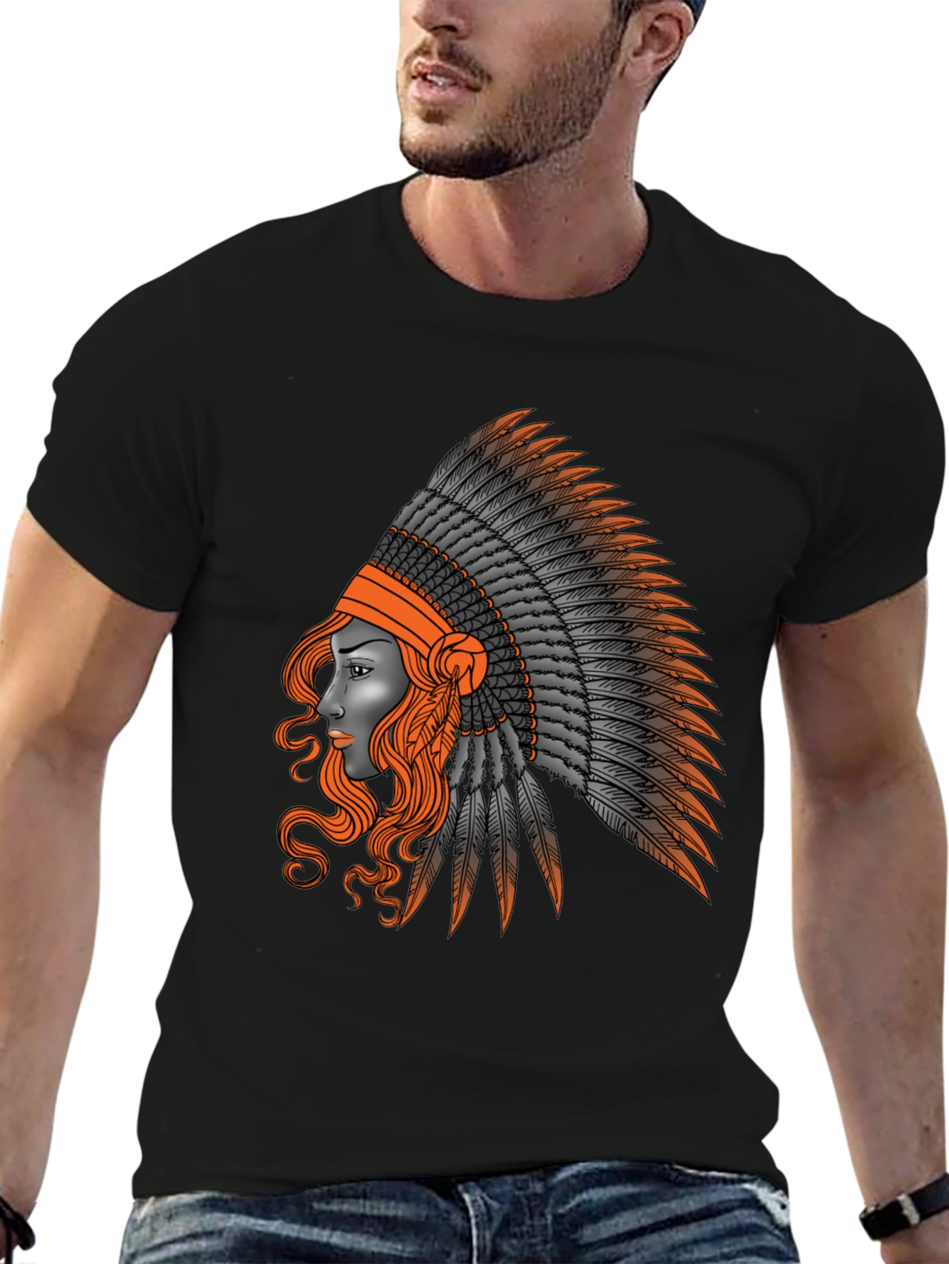 Native American Headdress Graphic T-Shirt