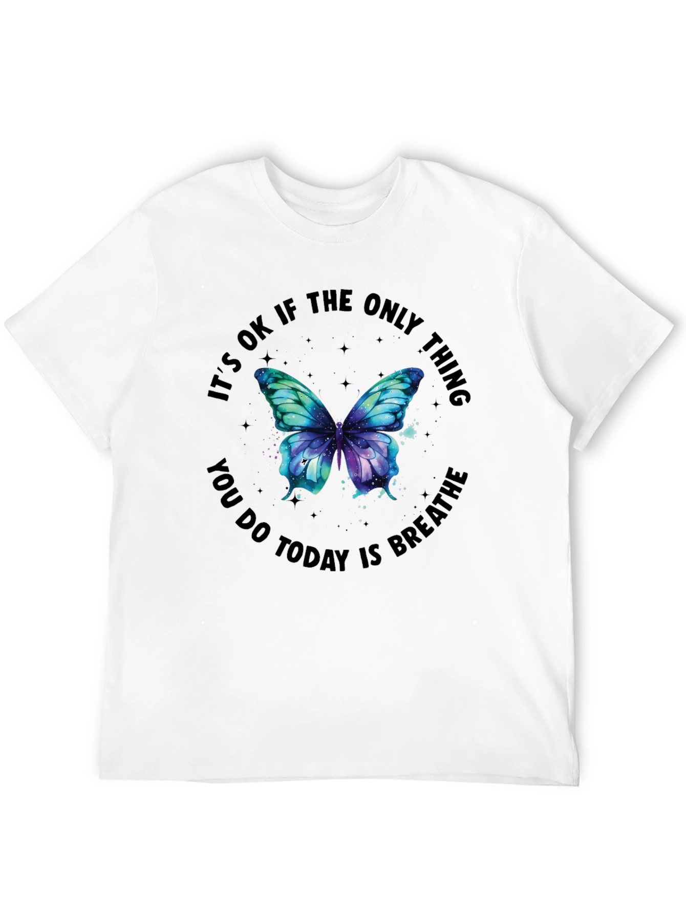 Inspirational Butterfly Graphic Black T-Shirt