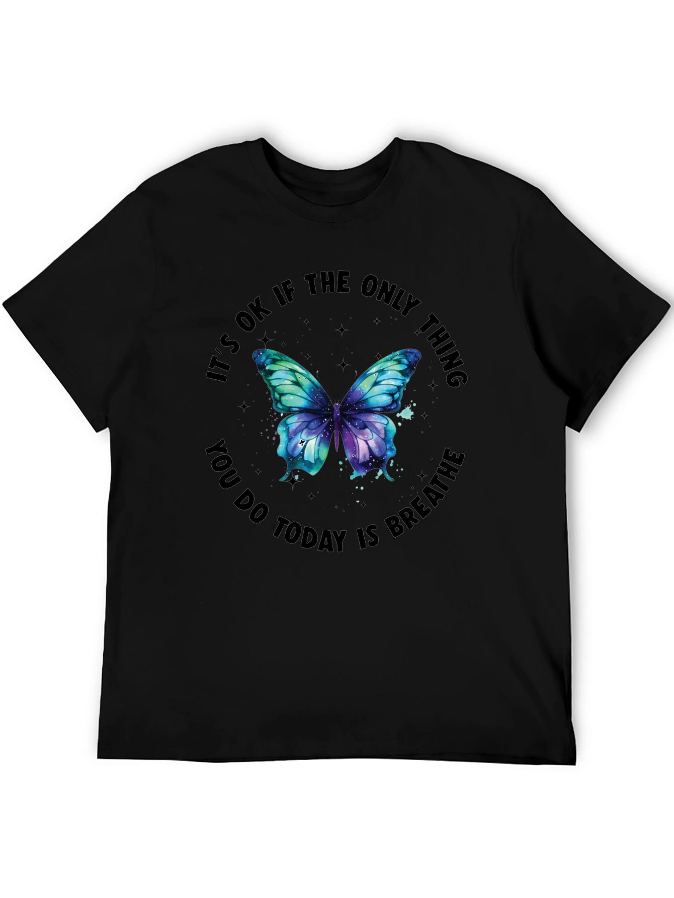 Inspirational Butterfly Graphic Black T-Shirt