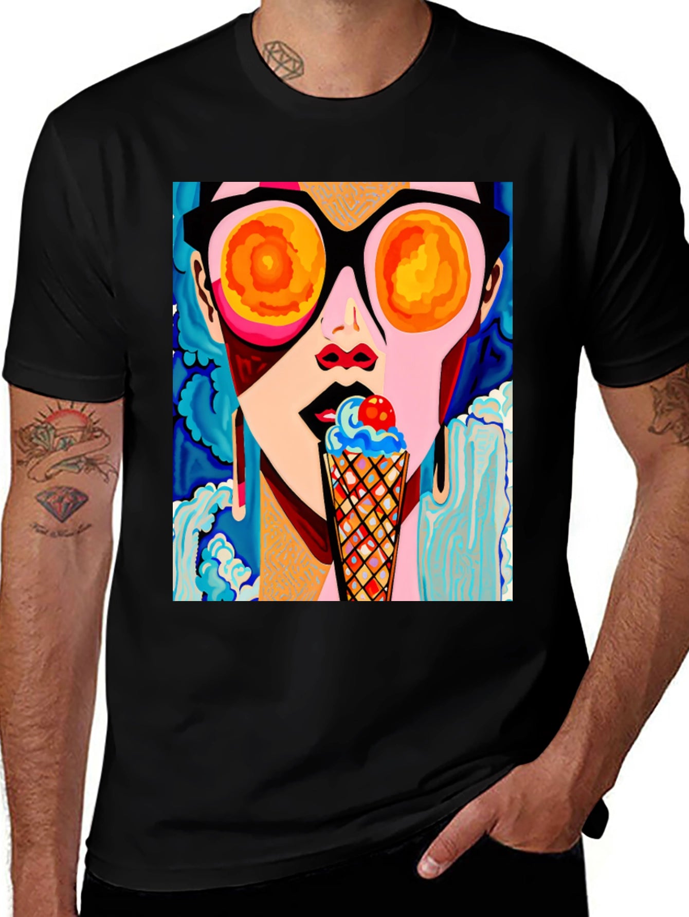 Pop Art Woman Ice Cream Graphic Tee