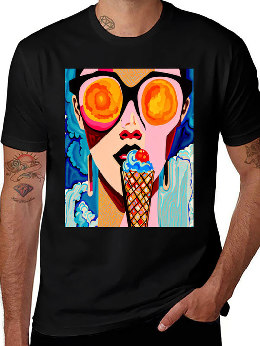 Pop Art Woman Ice Cream Graphic Tee