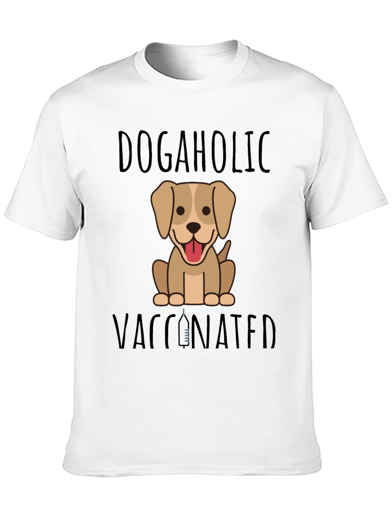 Dogaholic Vaccinated Black Graphic T-Shirt