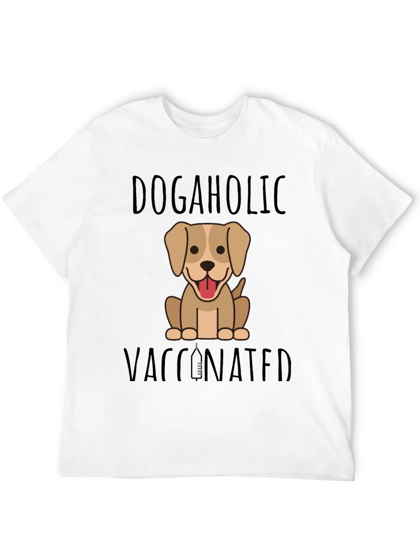 Dogaholic Vaccinated Black Graphic T-Shirt
