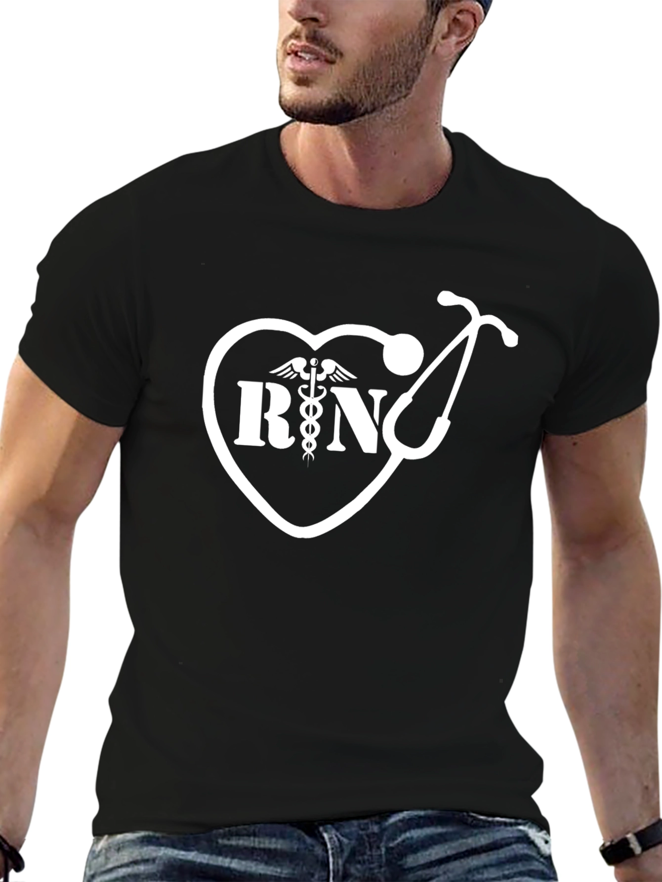 RN Heart Stethoscope Graphic T-Shirt