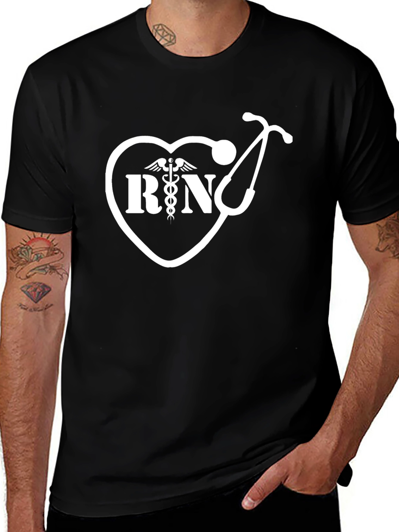 RN Heart Stethoscope Graphic T-Shirt