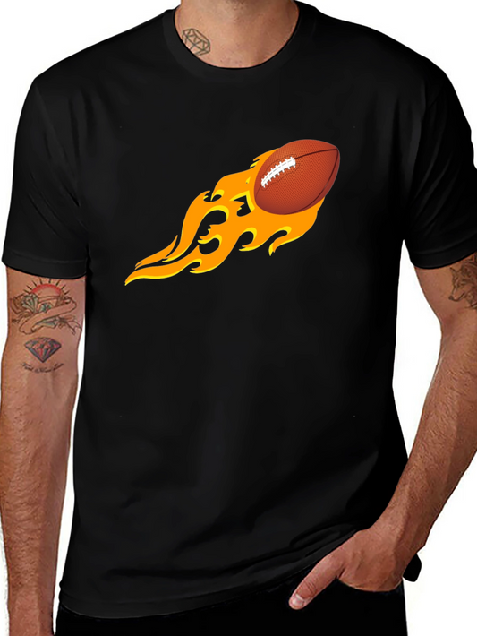 Flaming Football Graphic Tee - Black T-Shirt