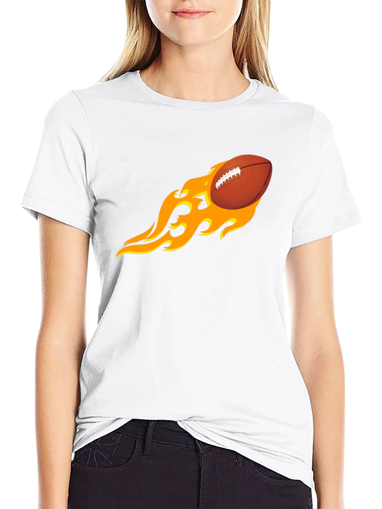 Flaming Football Graphic Tee - Black T-Shirt