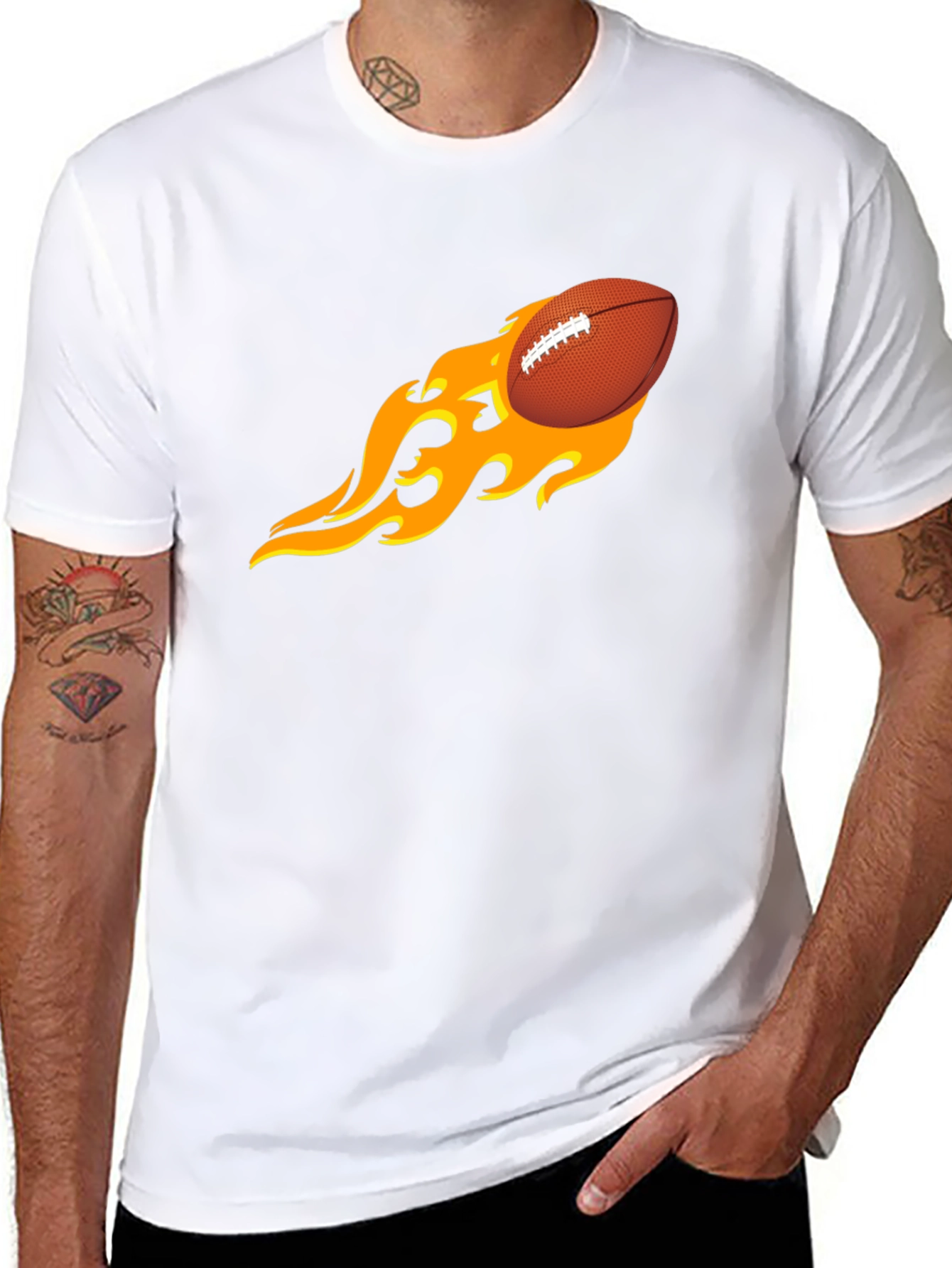 Flaming Football Graphic Tee - Black T-Shirt