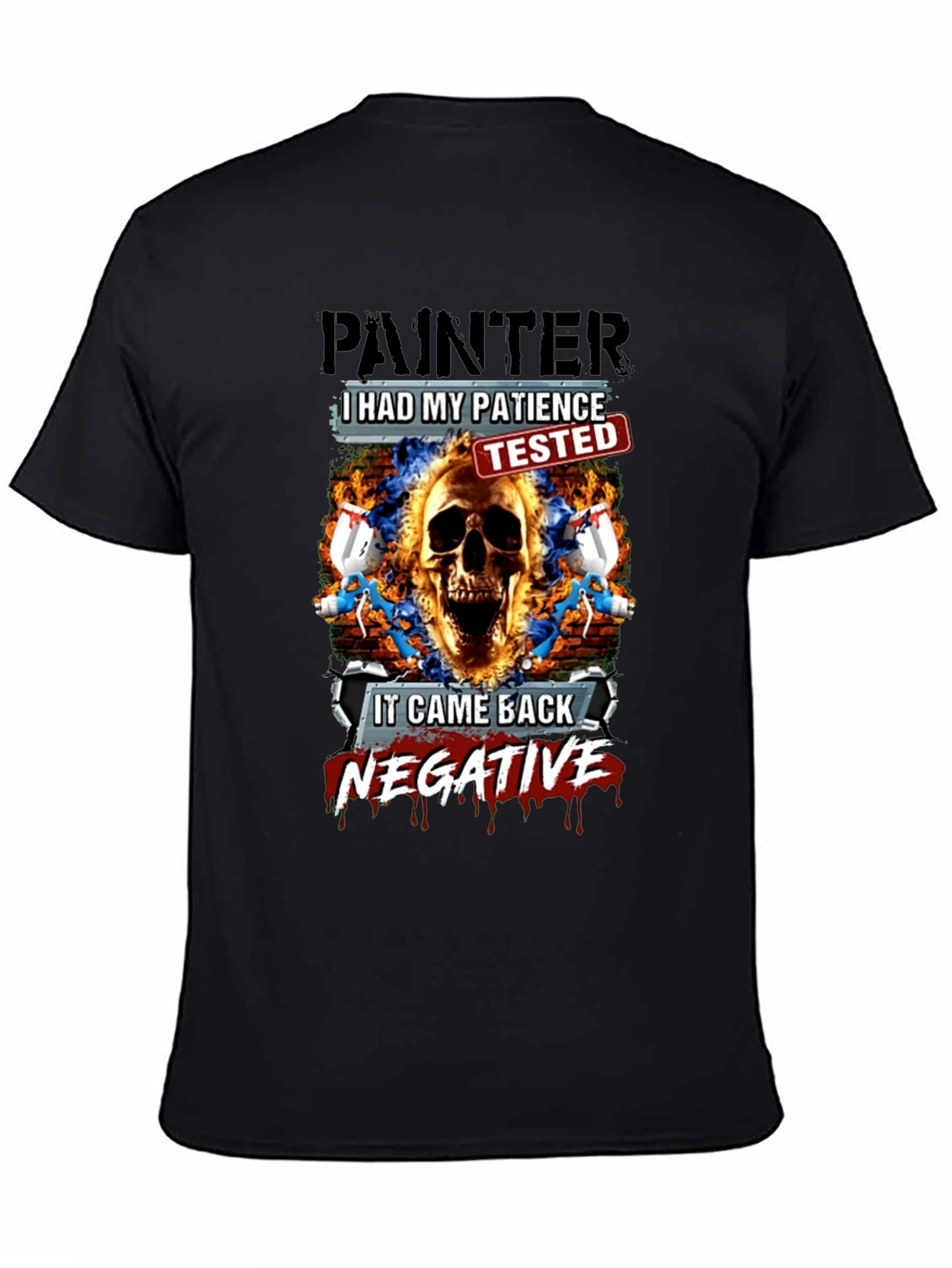 Painter Patience Tested Skull Graphic T-Shirt