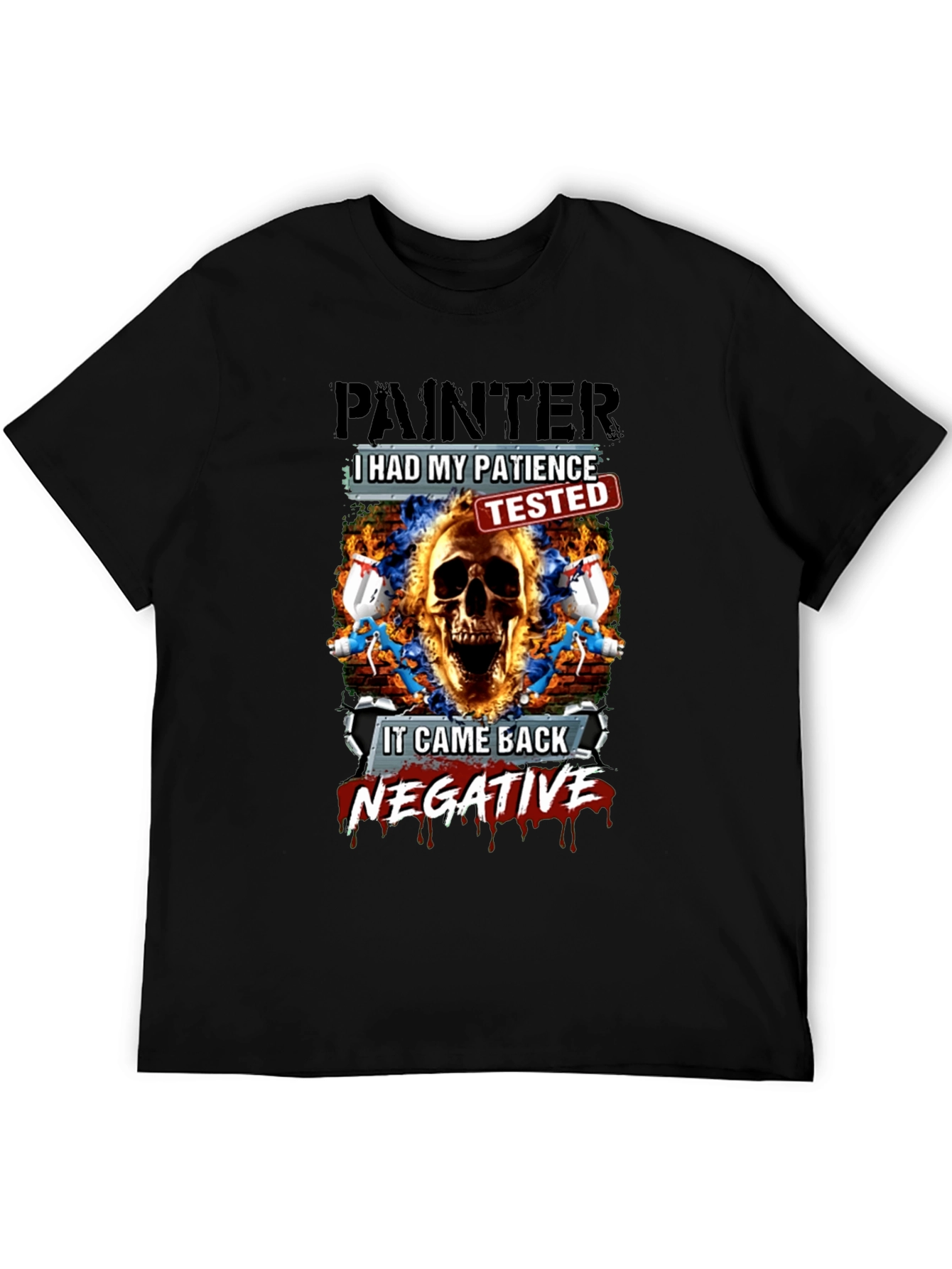 Painter Patience Tested Skull Graphic T-Shirt