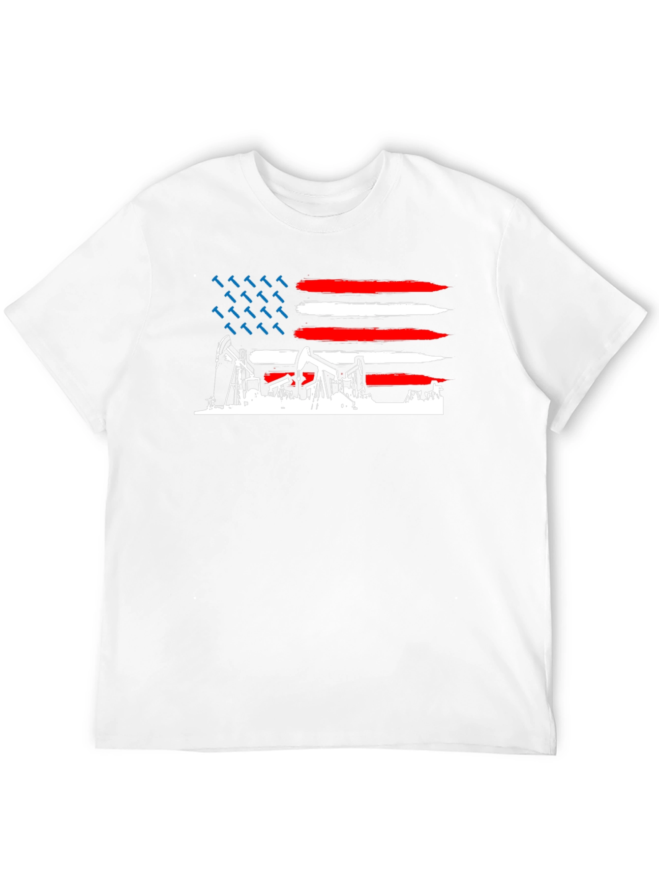 American Oil Rig Flag T-Shirt - Patriotic Black Tee