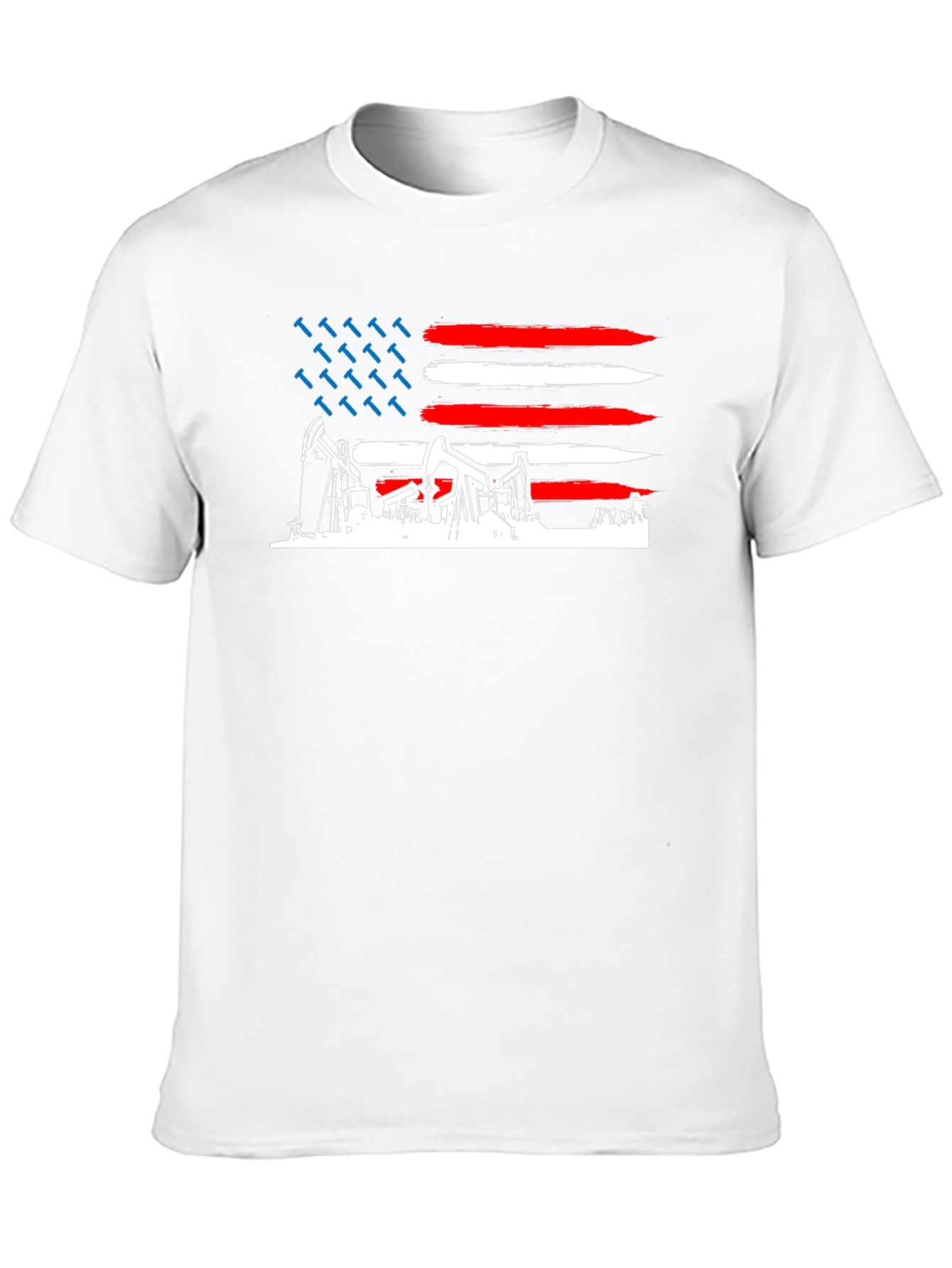 American Oil Rig Flag T-Shirt - Patriotic Black Tee
