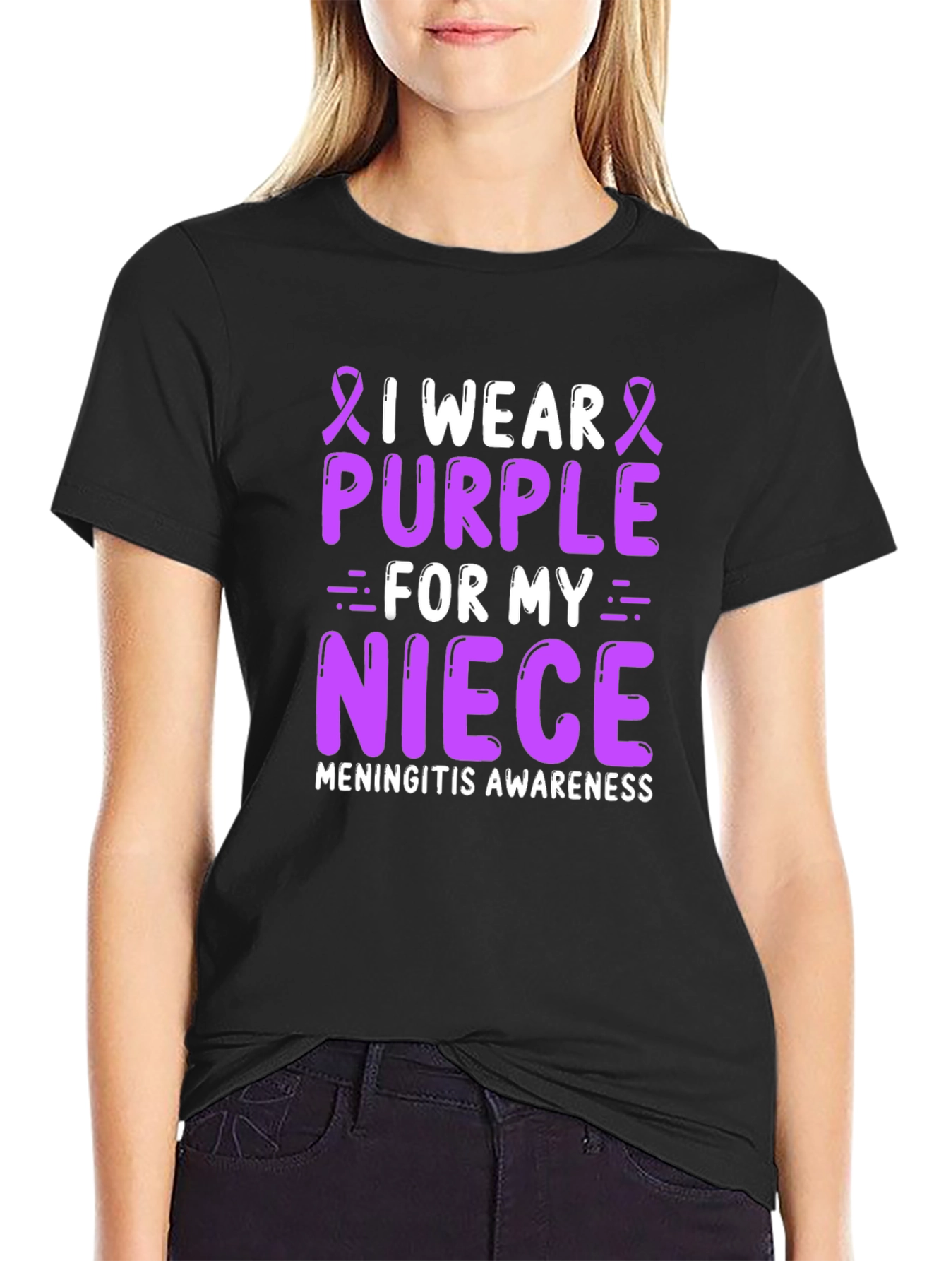 Purple Meningitis Awareness T-Shirt for Niece
