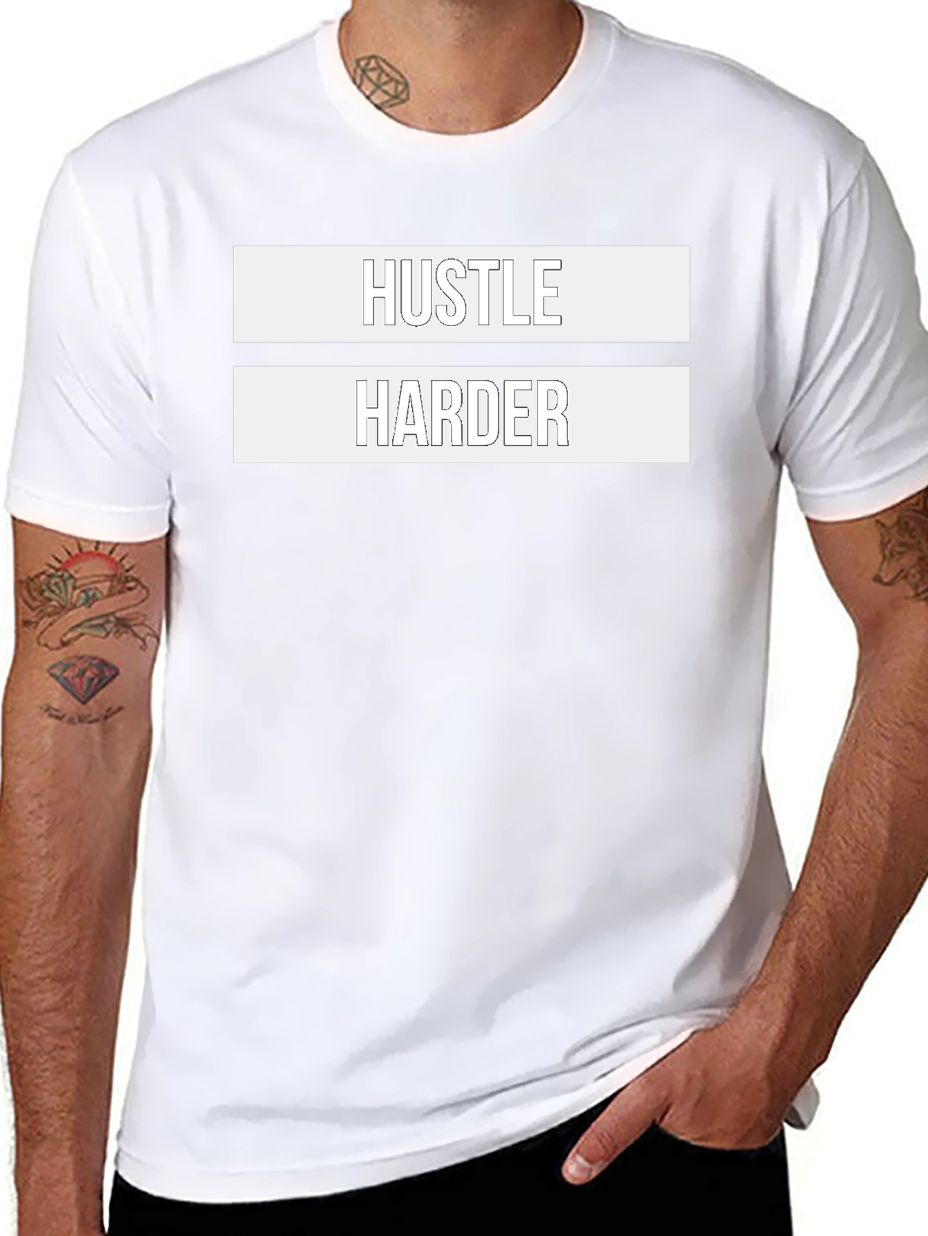 Hustle Harder Graphic T-Shirt - Black Casual Tee