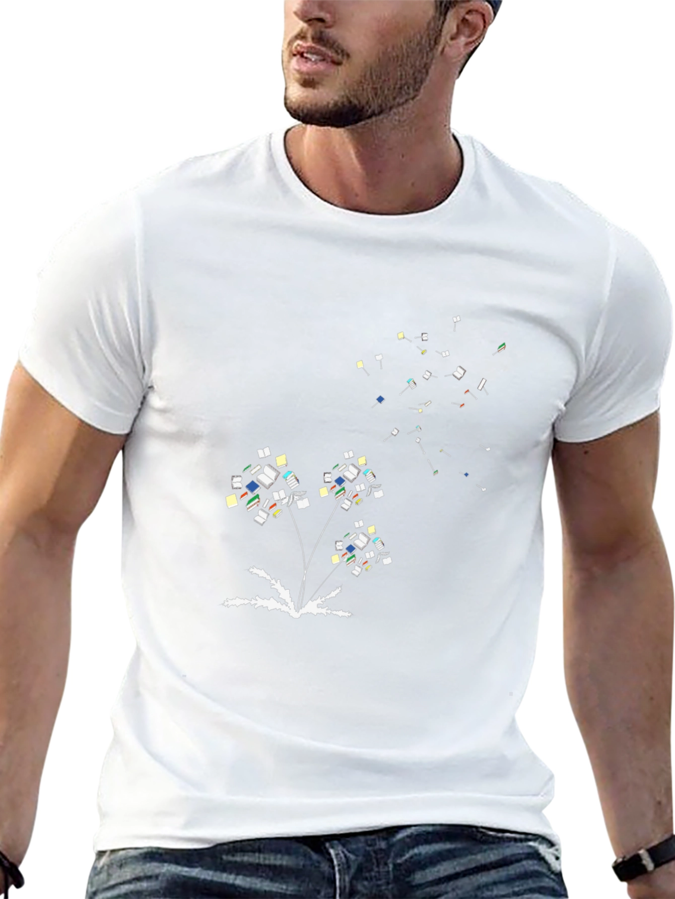 Whimsical Book Dandelion Print T-Shirt