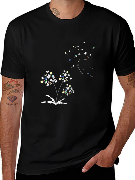 Whimsical Book Dandelion Print T-Shirt
