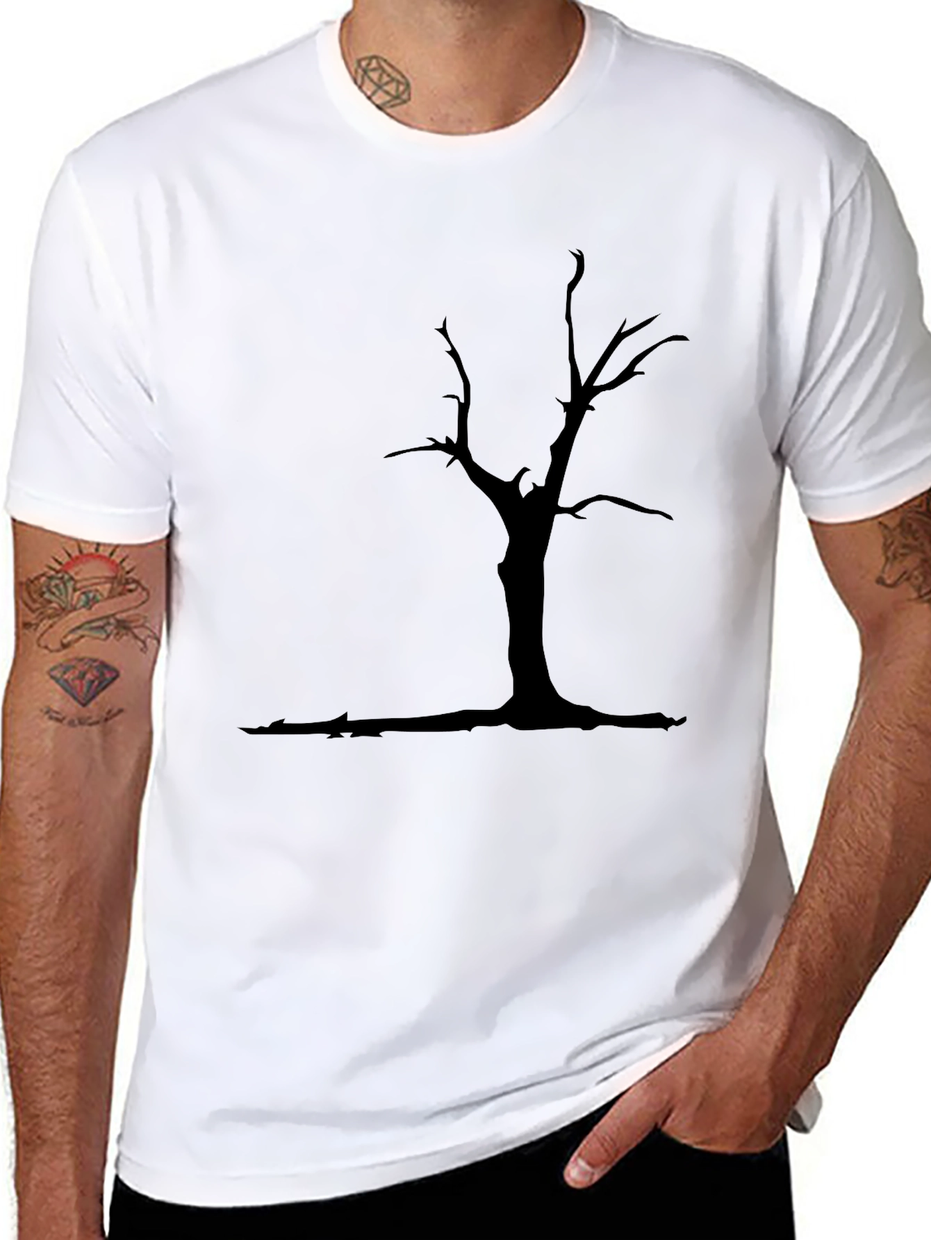Mens Black Tree Graphic T-Shirt