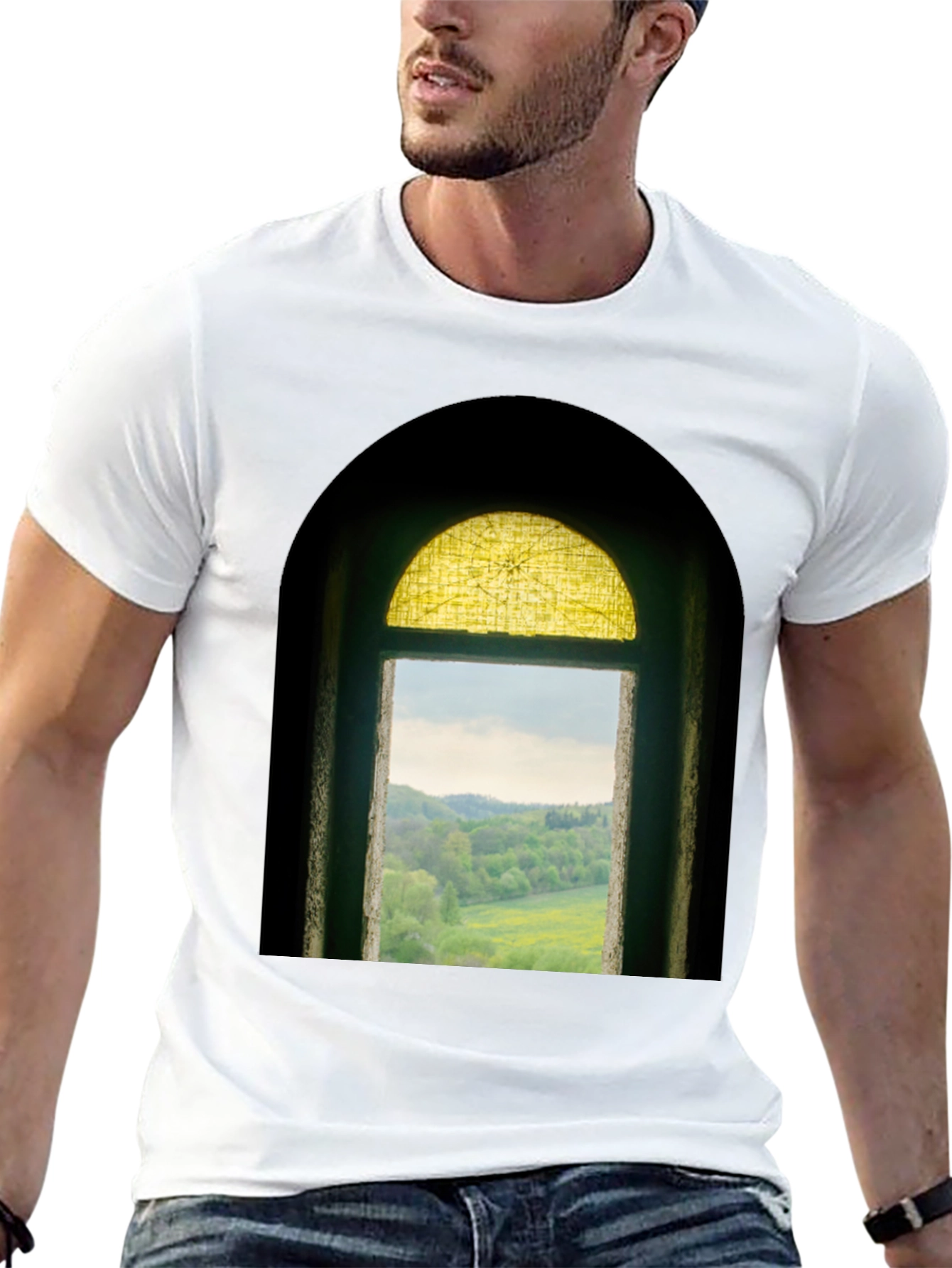 Window to Nature Graphic Tee - Black Cotton Shirt