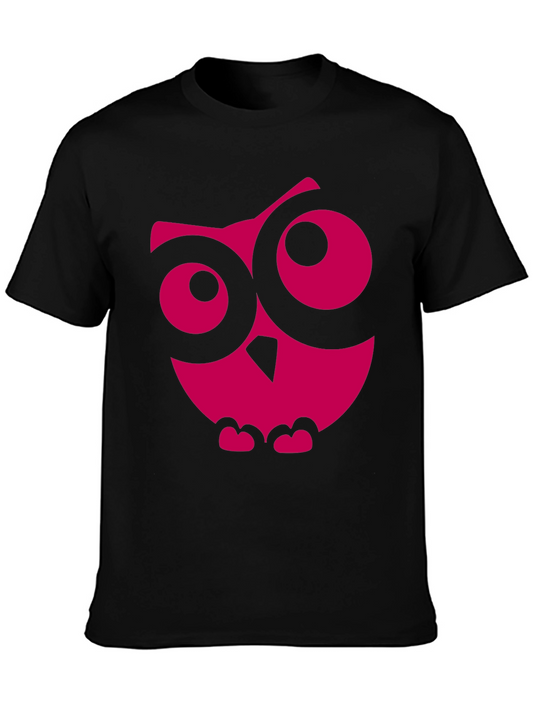 Cool Owl Graphic Print Black T-Shirt