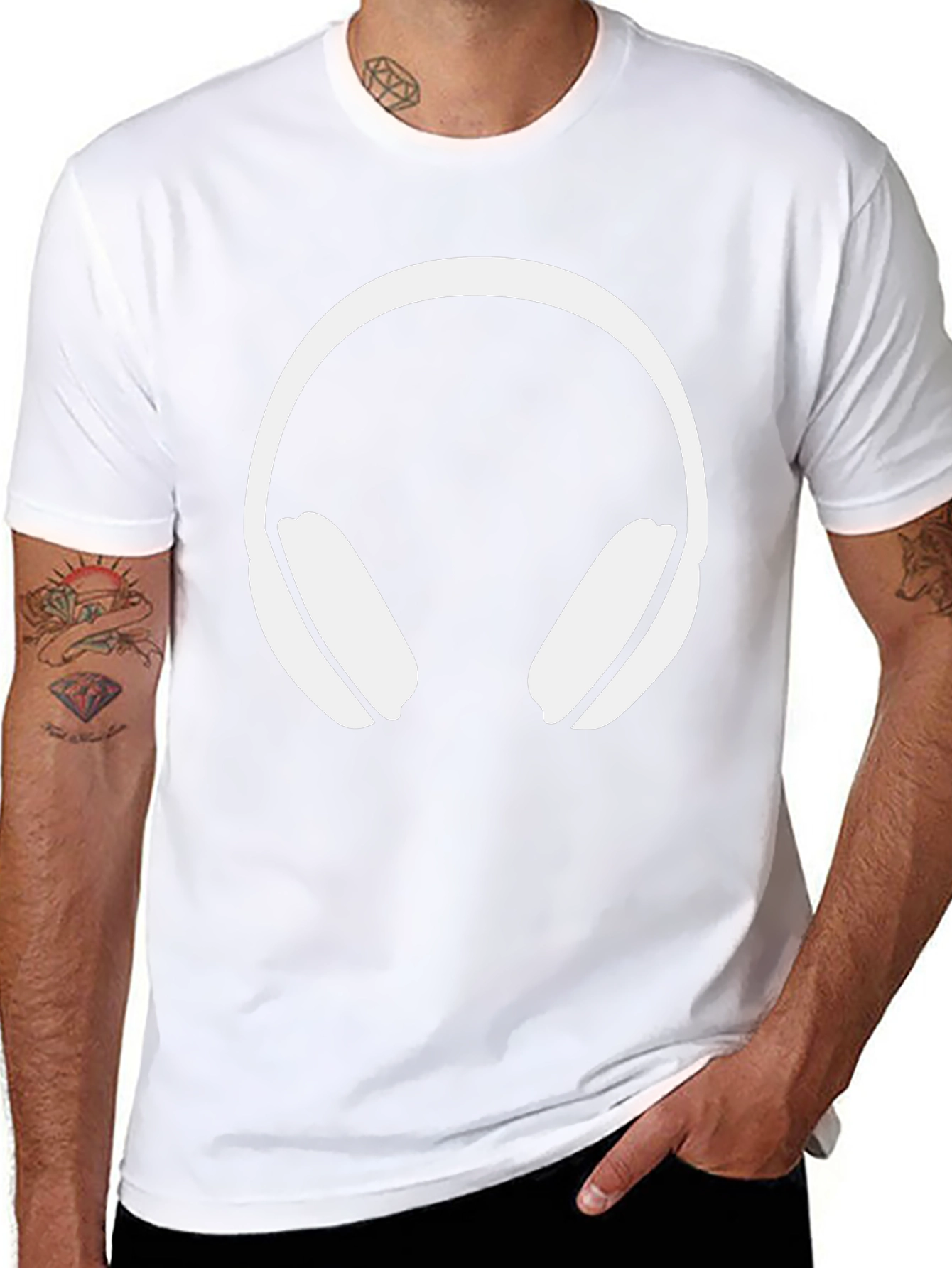 Headphone Graphic Tee - Black Cotton Blend