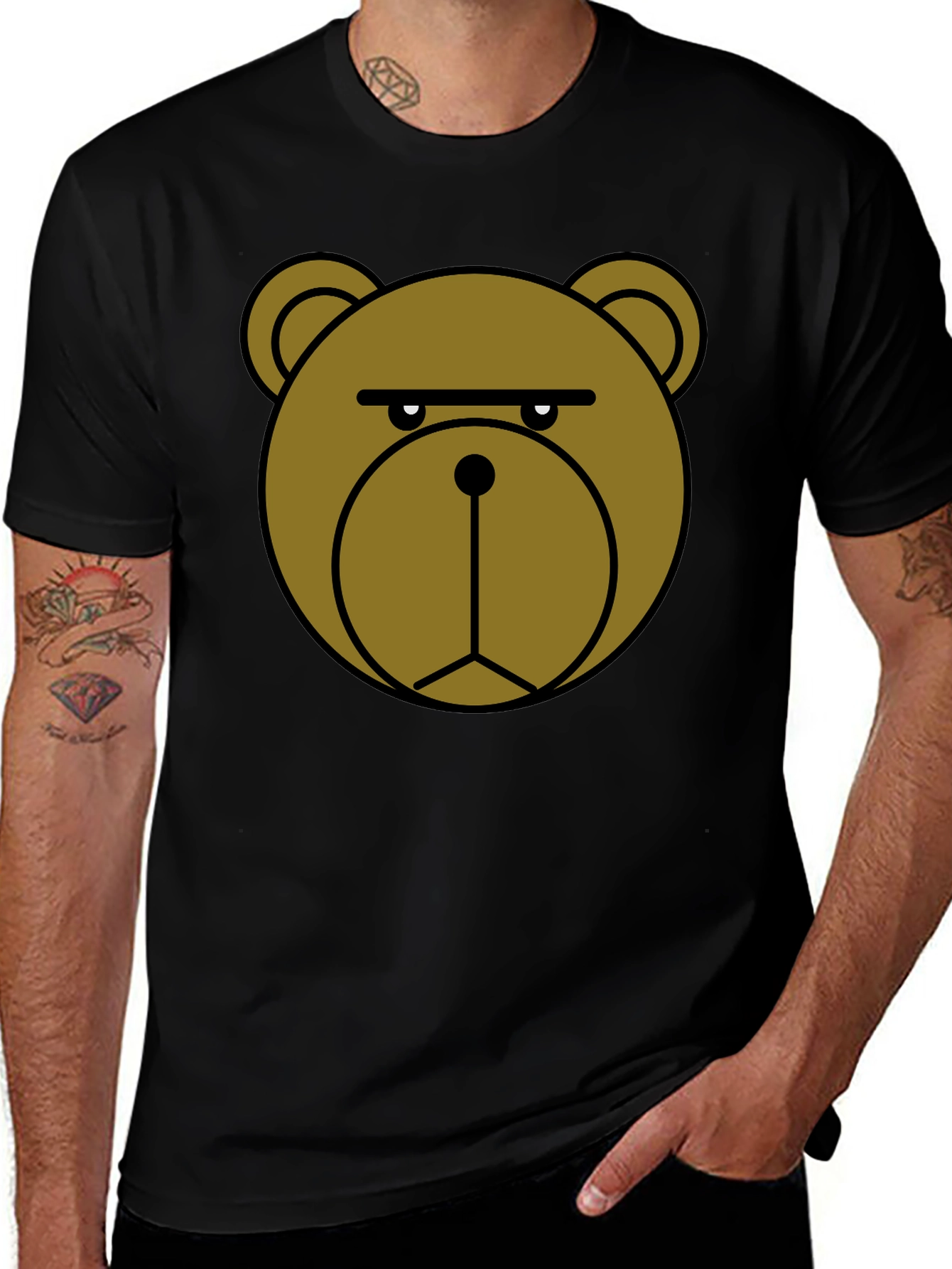 Grumpy Bear Graphic T-Shirt - Black