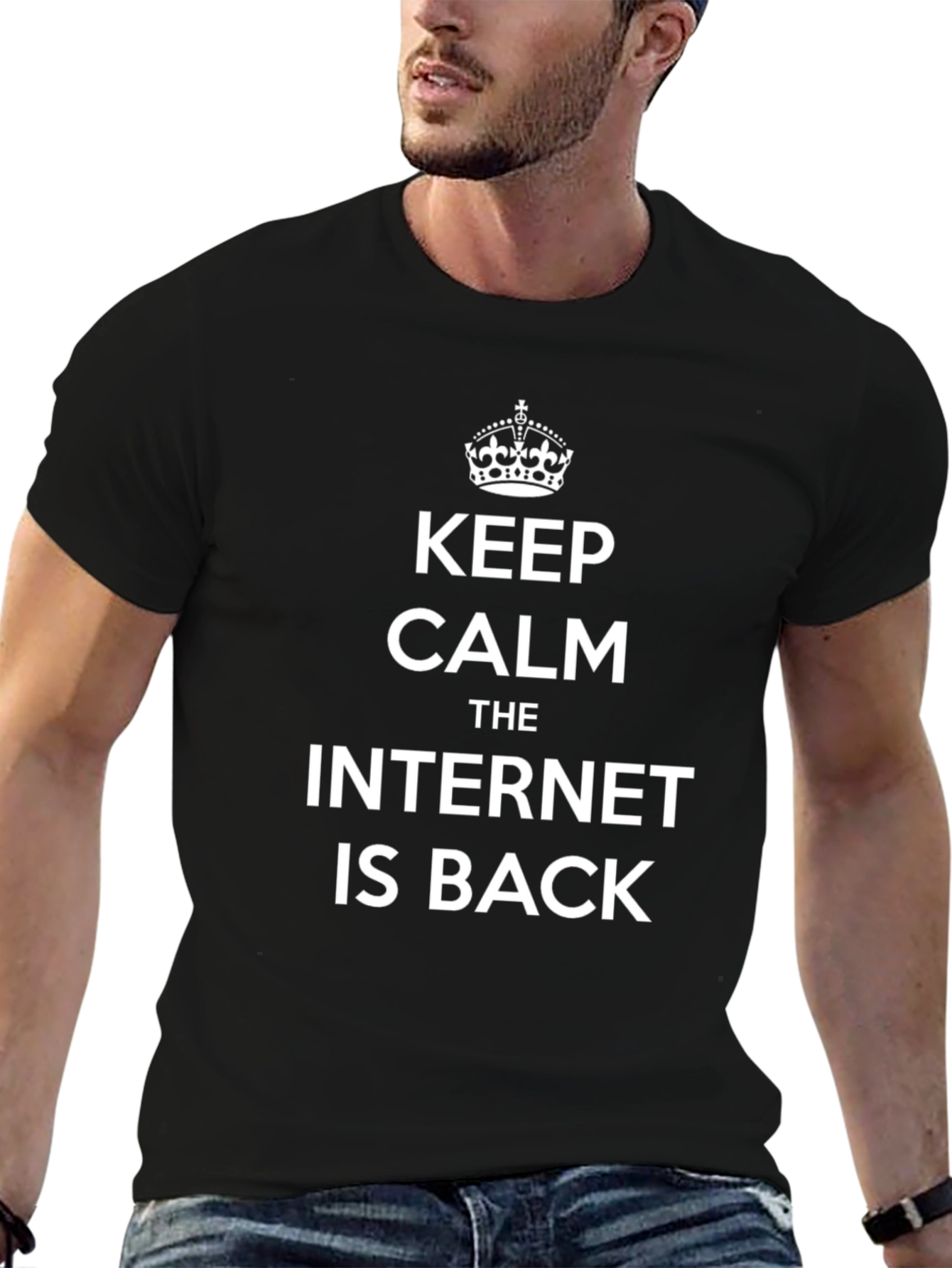 Keep Calm Internet Back Black T-Shirt