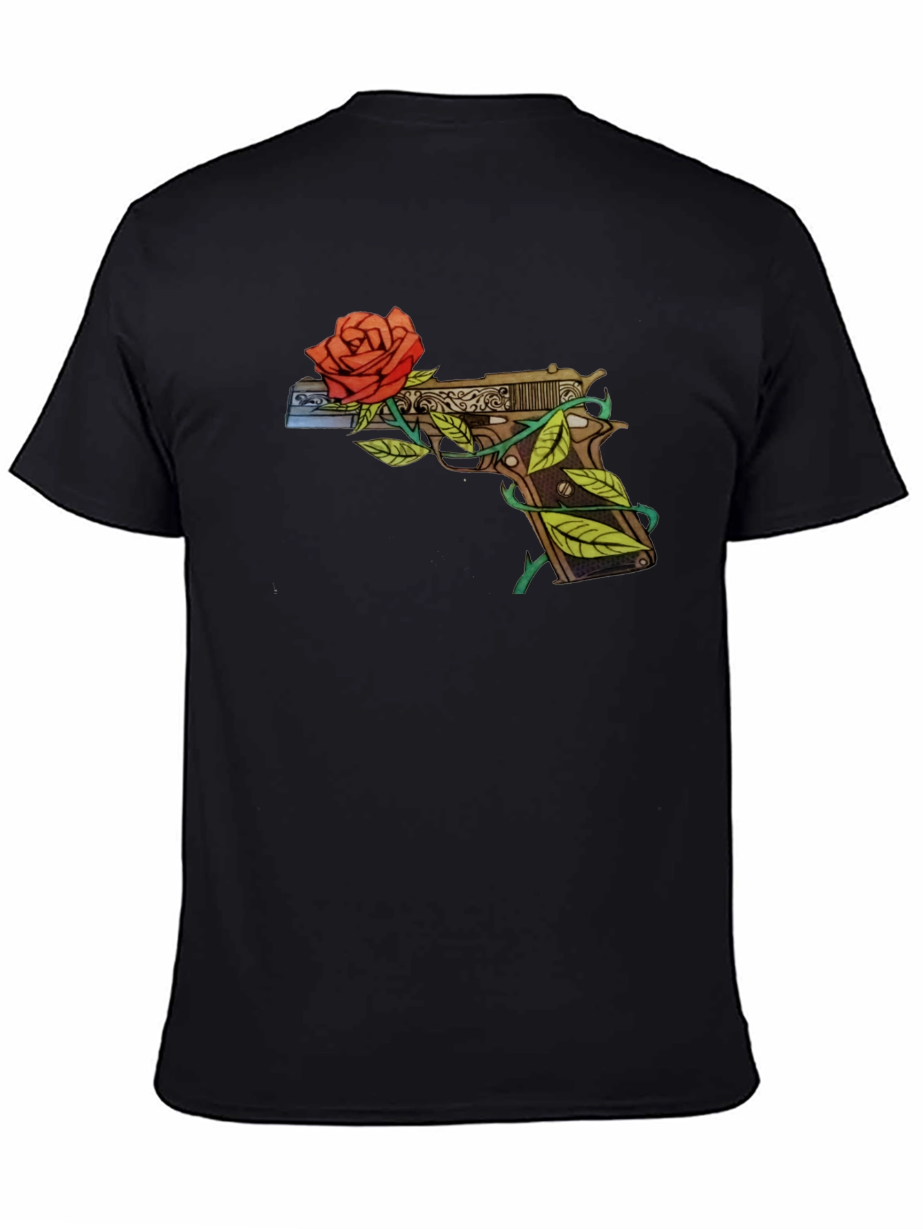 Gun and Roses Graphic T-Shirt - Edgy Streetwear