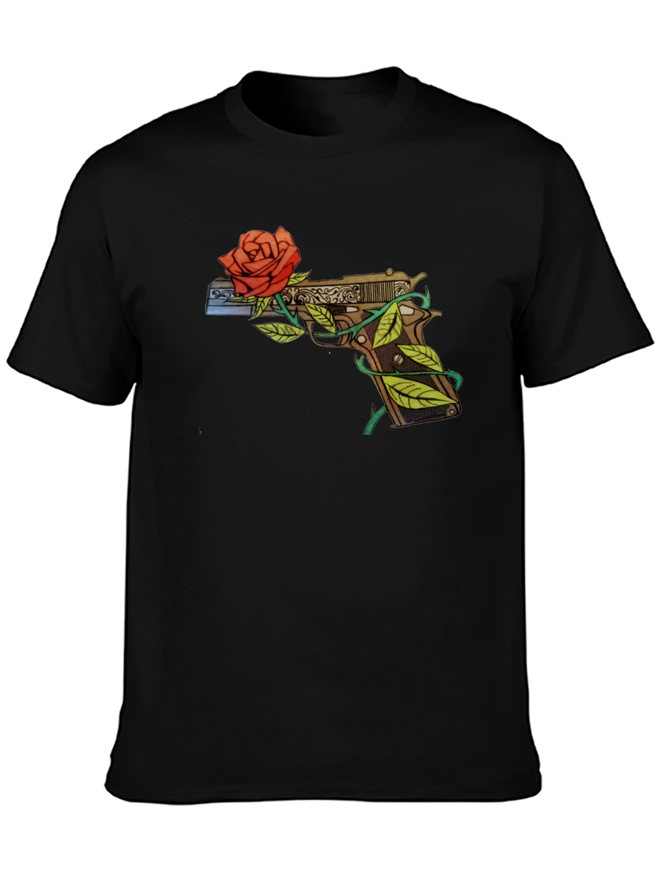 Gun and Roses Graphic T-Shirt - Edgy Streetwear