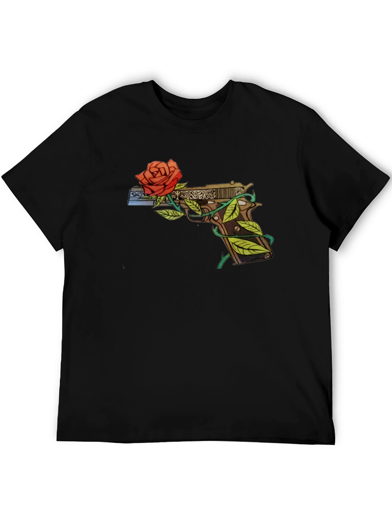 Gun and Roses Graphic T-Shirt - Edgy Streetwear